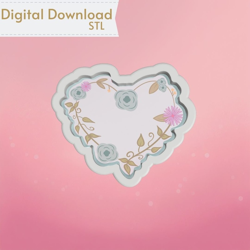 Floral Heart Cookie Cutter STL