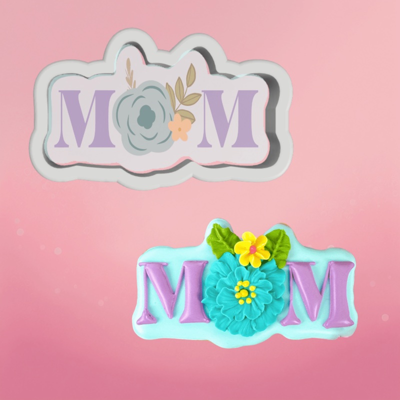 Mom Floral Plaque Cookie Cutter