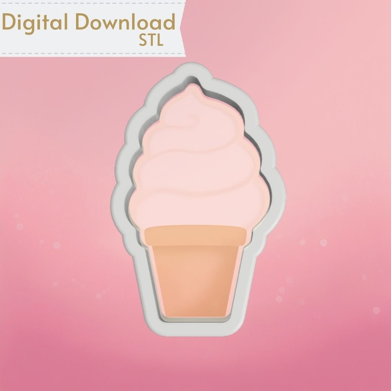 Soft Serve Ice Cream Cookie Cutter STL