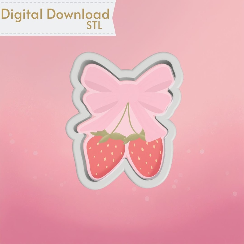 Strawberries with Bow Cookie Cutter STL