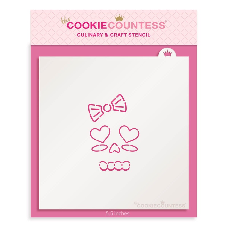 Sugar Skull Bow and Hearts PYO Stencil