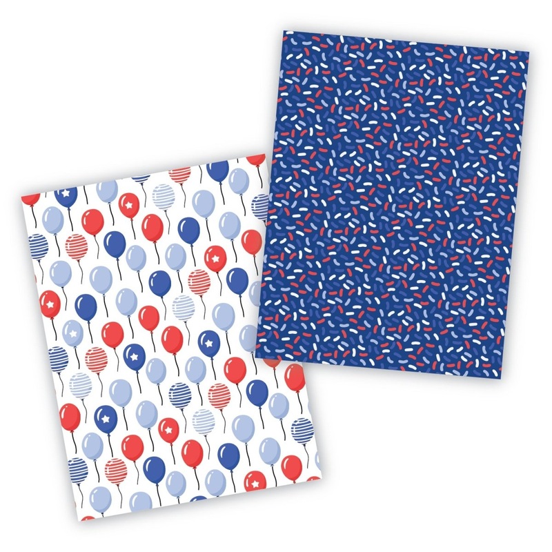 Blue and Red Party Cookie Backer - Food Safe, Double Sided 3.75" x 5"