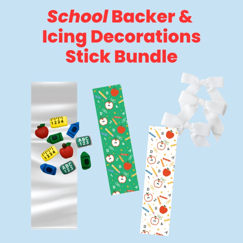 Bundle: School Stick Backer Packaging and Icing Decorations