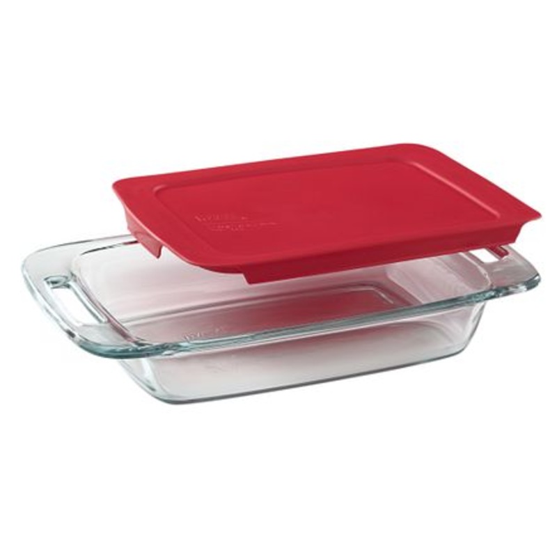 Easy Grab 2-Quart Glass Baking Dish with Red Lid 1090948