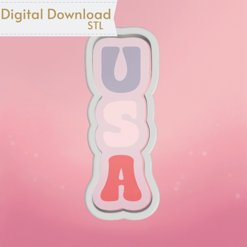 USA Vertical Plaque Cookie Cutter STL