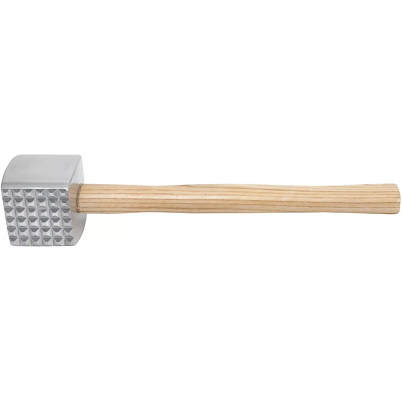 Winco 2-Sided Aluminum Meat Tenderizer With Wooden Handle