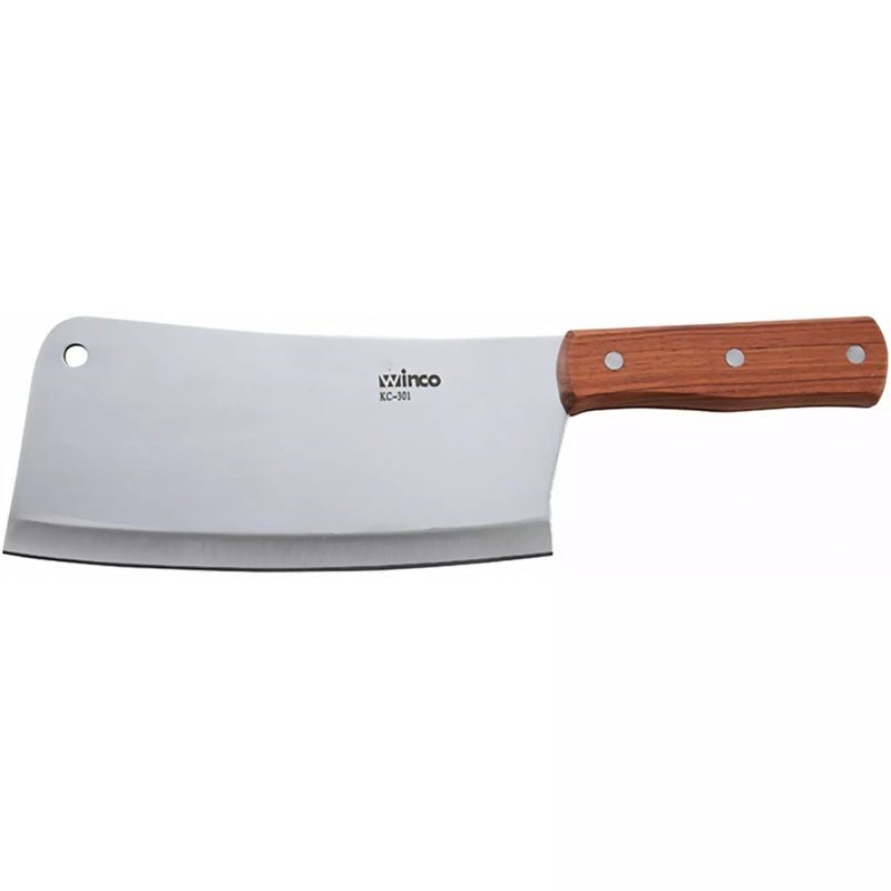 Winco 8" Heavy Duty Cleaver With Wooden Handle