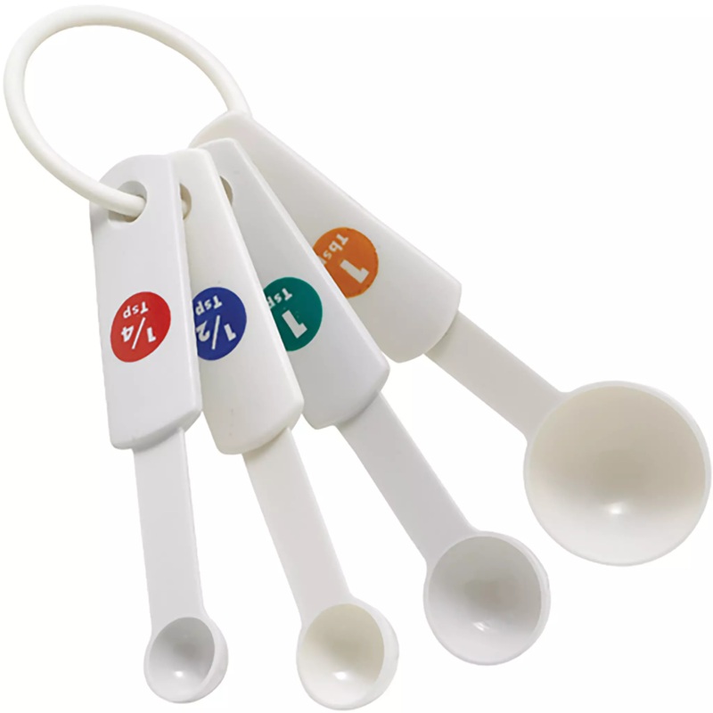 Winco White Plastic Measuring Spoon Set (Set of 4)