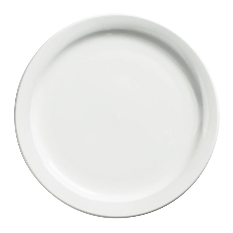 Browne PALM White Porcelain Dessert Plate (Pack of 12) - 7.25"