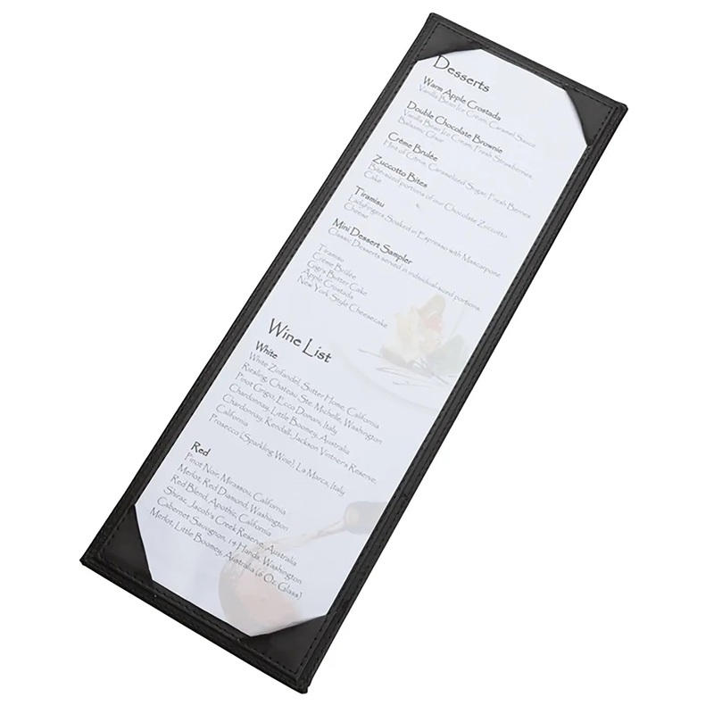 Winco Black Single-View Menu Cover - Various Sizes
