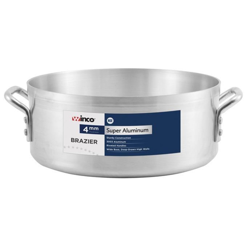 Winco ALB Series Super Aluminum Brazier, 4mm Thick - Various Sizes