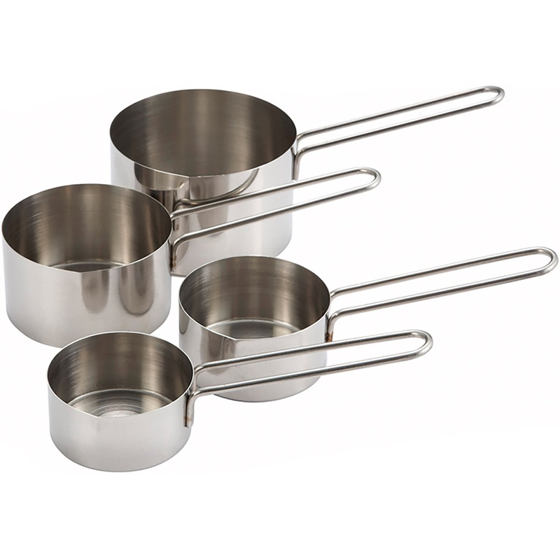 Winco Stainless Steel Measuring Cup Set With Wire Handle (Set of 4)