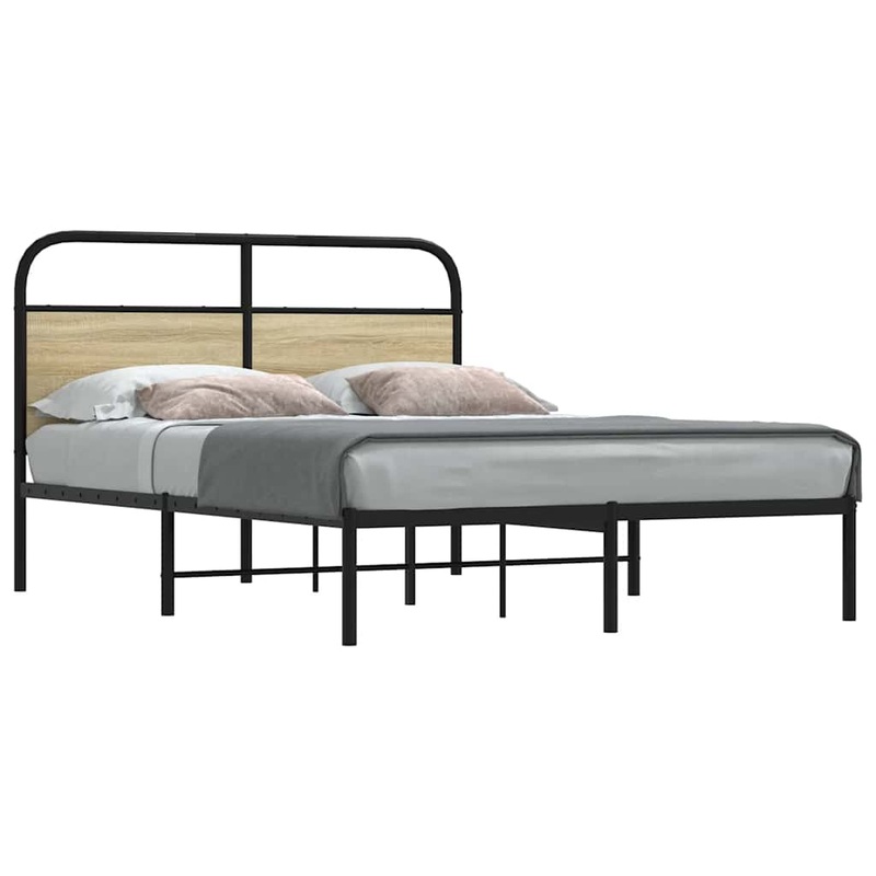 Cadre de lit sans matelas 135x190 cm chne sonoma