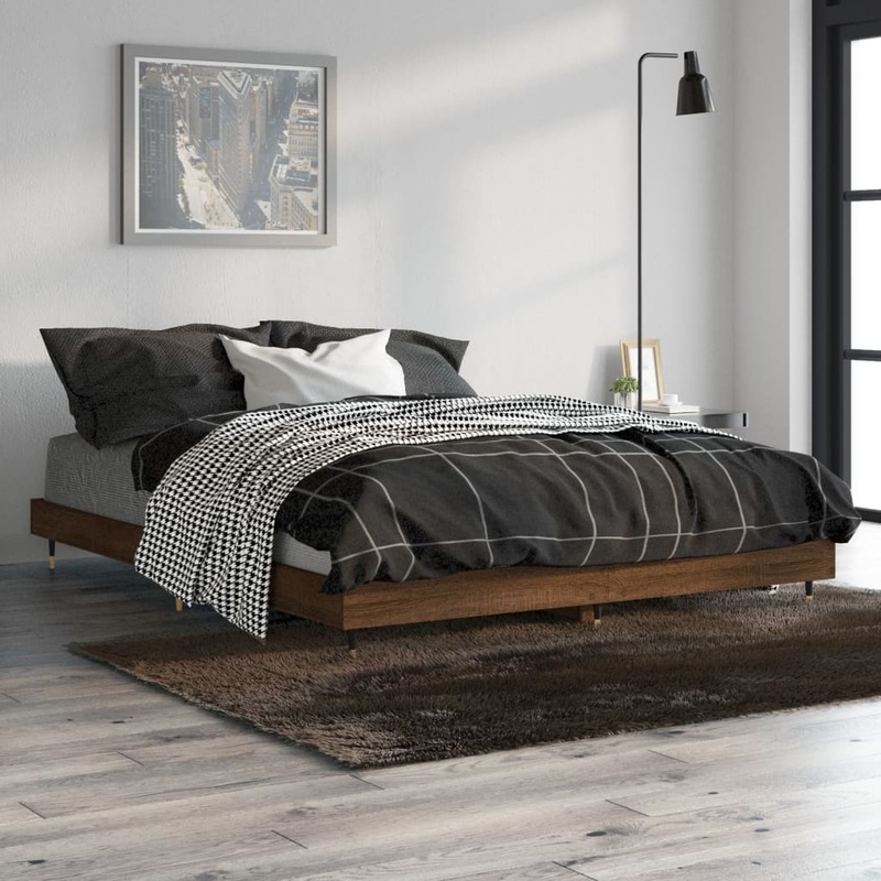 Cadre de lit sans matelas chne marron 135x190 cm
