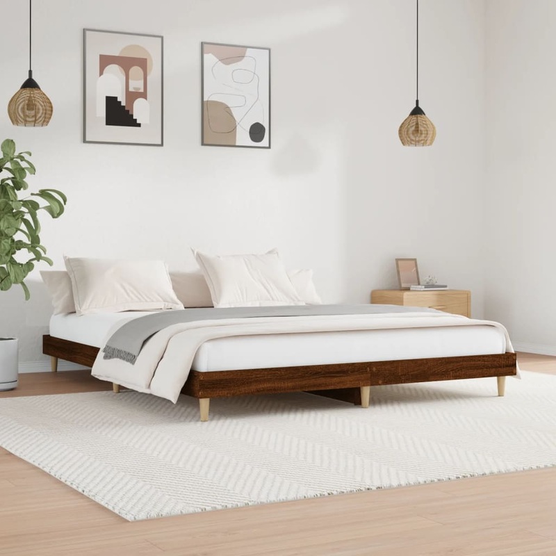 Cadre de lit sans matelas chne marron 140x200 cm