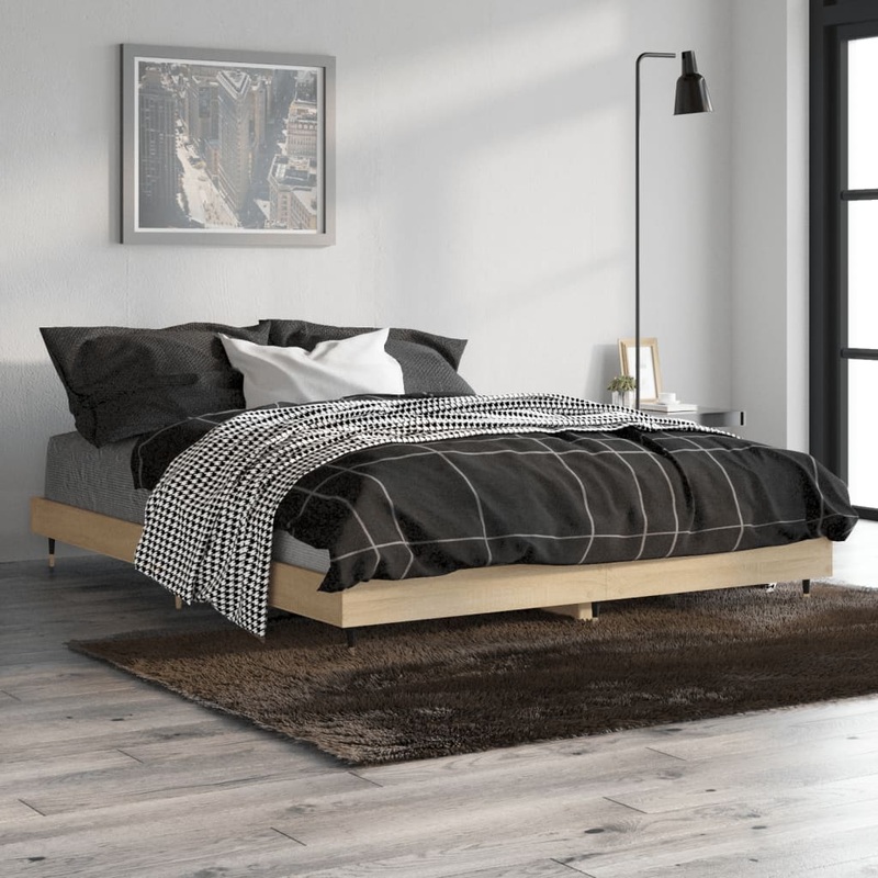 Cadre de lit sans matelas chne sonoma 135x190 cm