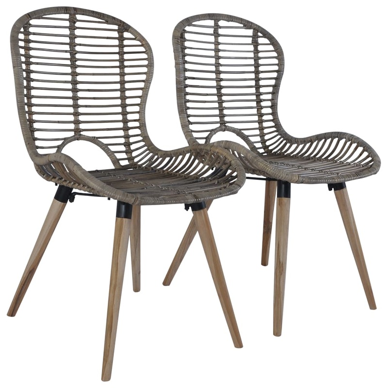 Chaises  manger lot de 2 marron rotin naturel