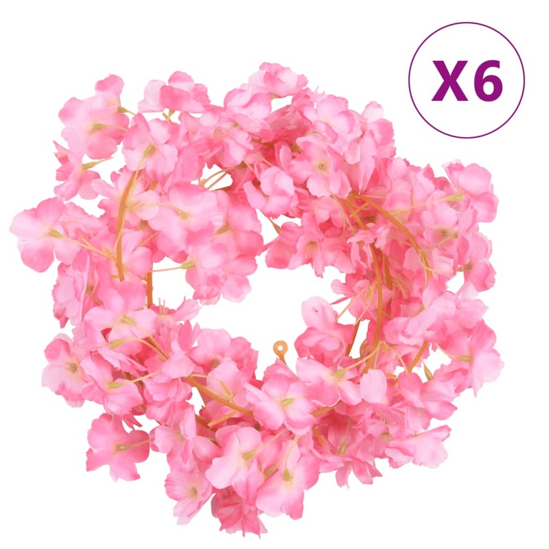 Guirlandes de fleurs de Nol 6 pcs rose fonc 180 cm