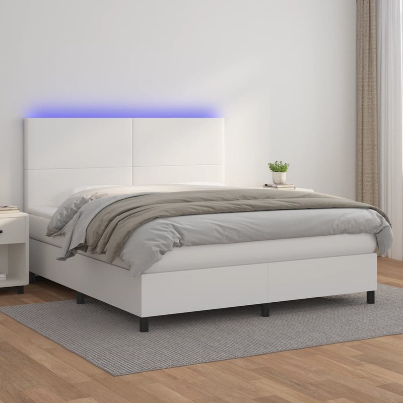 Sommier  lattes de lit avec matelas et LED Blanc 180x200 cm