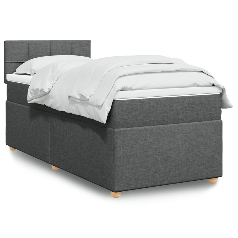 Sommier  lattes de lit avec matelas gris fonc simple tissu