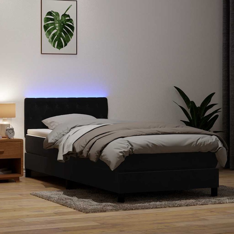 Sommier  lattes de lit avec matelas noir 80x220 cm velours