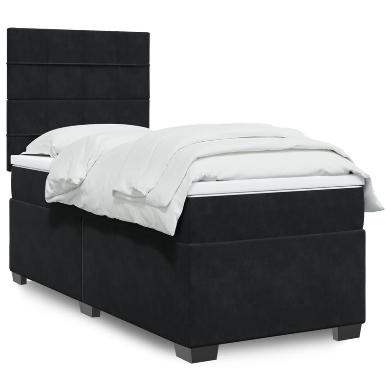 Sommier  lattes de lit avec matelas Noir 90x190 cm Velours