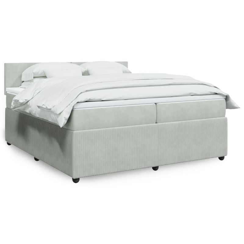 Sommier  lattes de lit et matelas Gris clair 200x200cm Velours