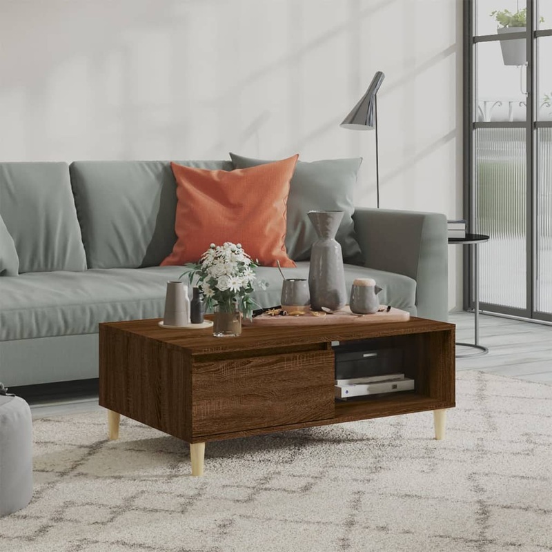 Table basse chne marron 90x60x35 cm bois d'ingnierie