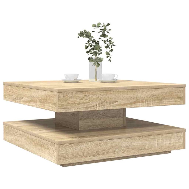Table basse rotative  360 degrs chne sonoma 70x70x34,5 cm