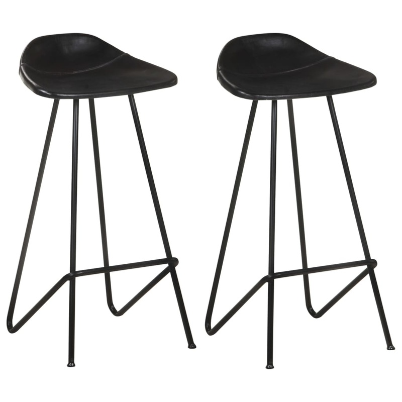 Tabourets de bar lot de 2 noir cuir vritable